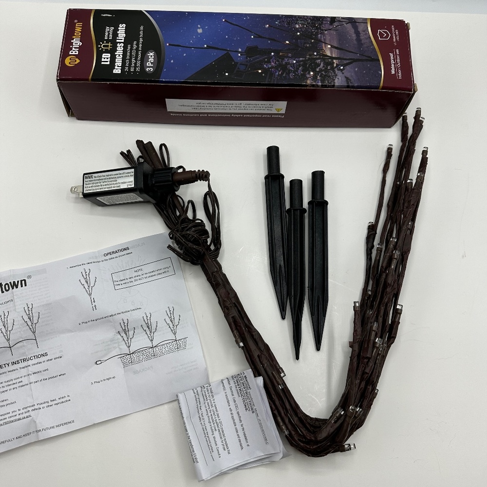 Brightown LED Plastic Wire Branches Lights 24" 3 Pack Indoor Outdoor Multicolor